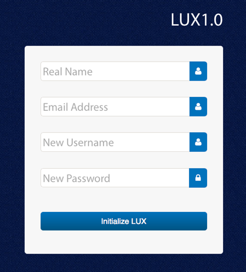 LUX initialization screen shot