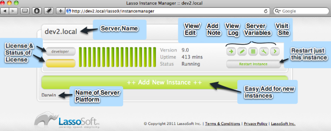 Instance Manager Main Screen